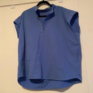 FIG Clothing Rafaela Mandarin Collar Scrub Top L Ceil Blue